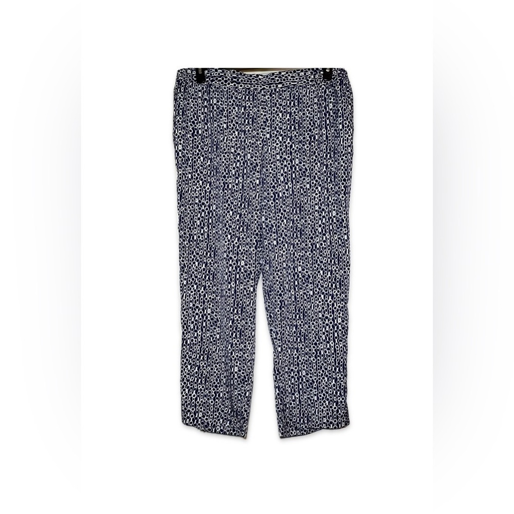 Investment II Palazzo Pants Women’s 2X Blue White Chain Print Pockets